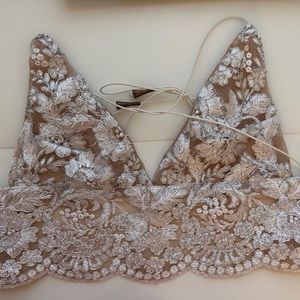 Clara Silver LILIPEARL HANDMADE TRIANGLE LACE BRALETTE
